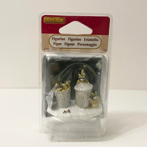 Vtg 2004 Lemax Trash Bandits Christmas Village Figurine Raccoons - Picture 15 of 16